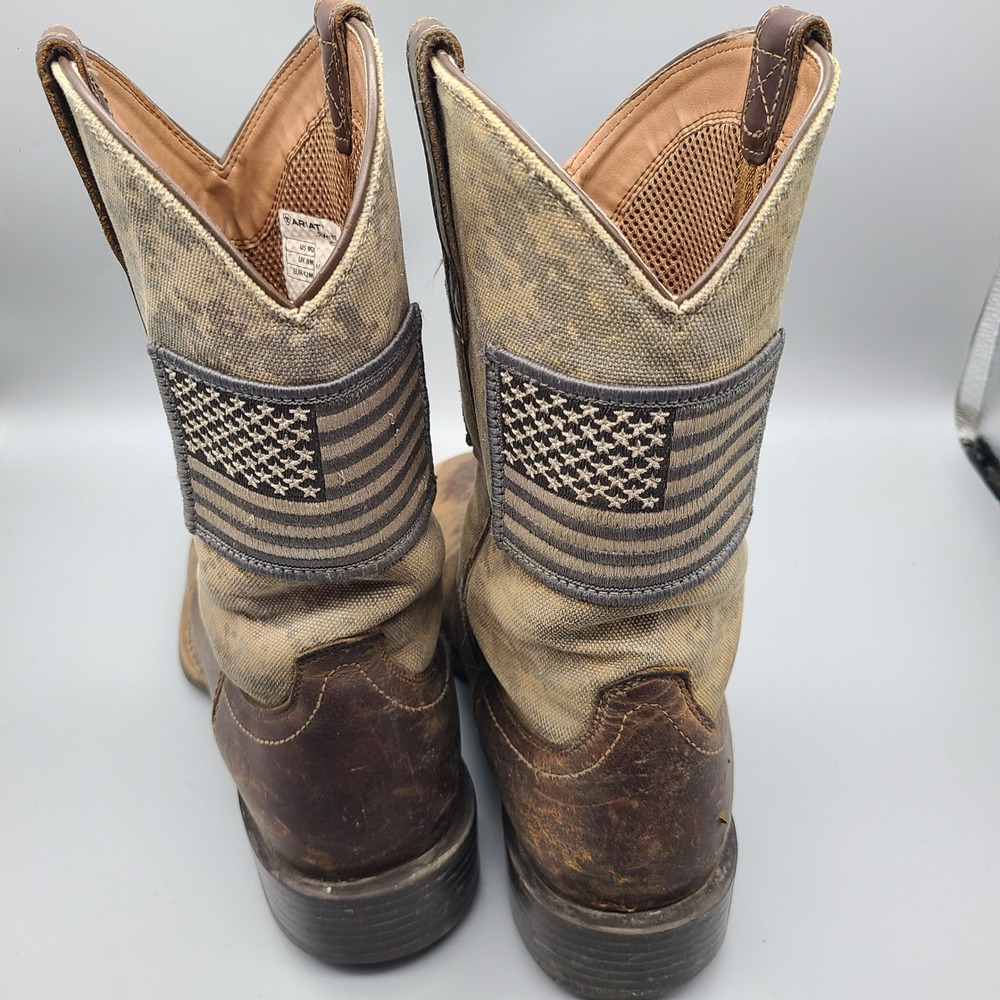 Ariat Sport Patriot Mens 9D Brown Leather Camo American Flag Boots 10023359 - Picture 4 of 6